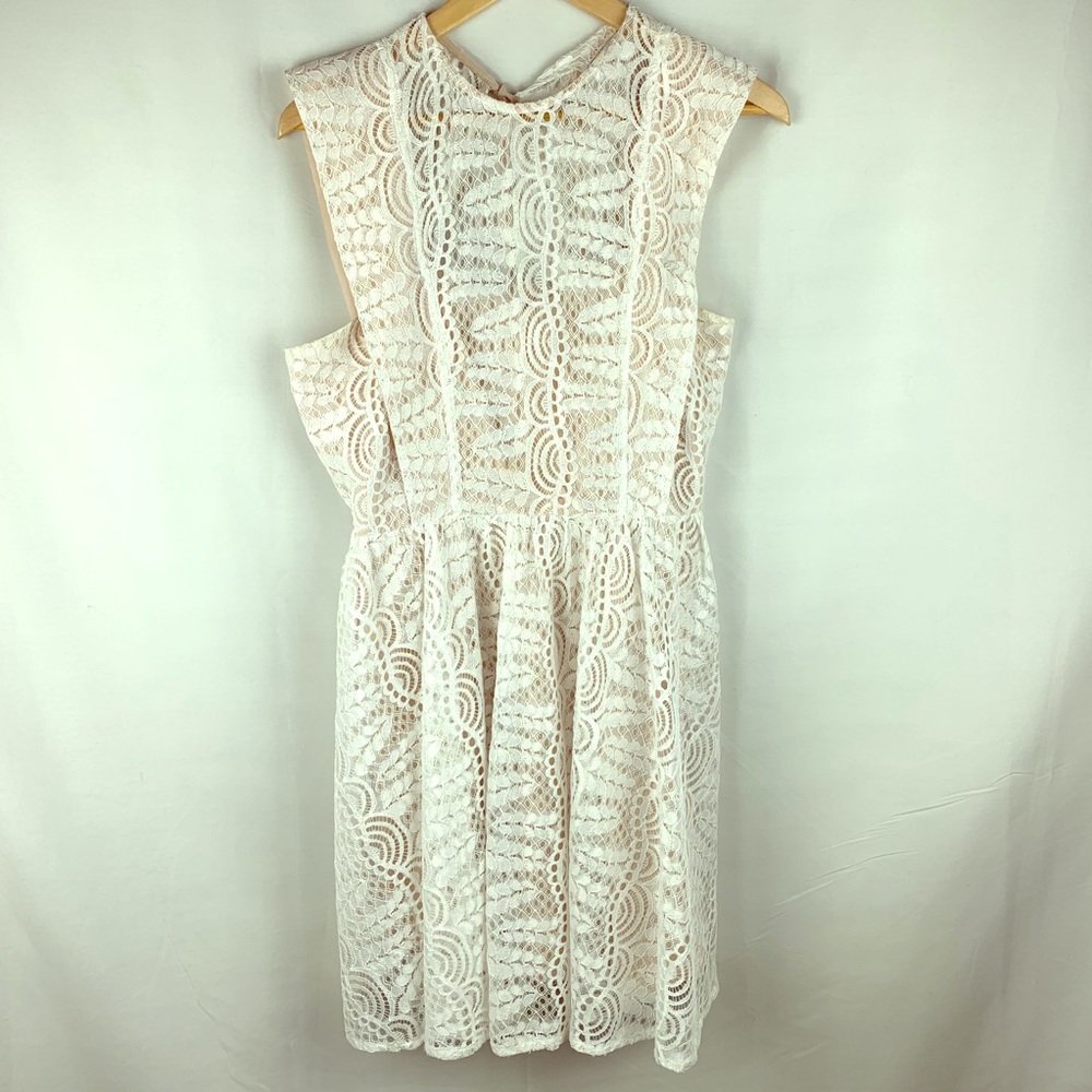 Gorgeous cream dress with tan slip.